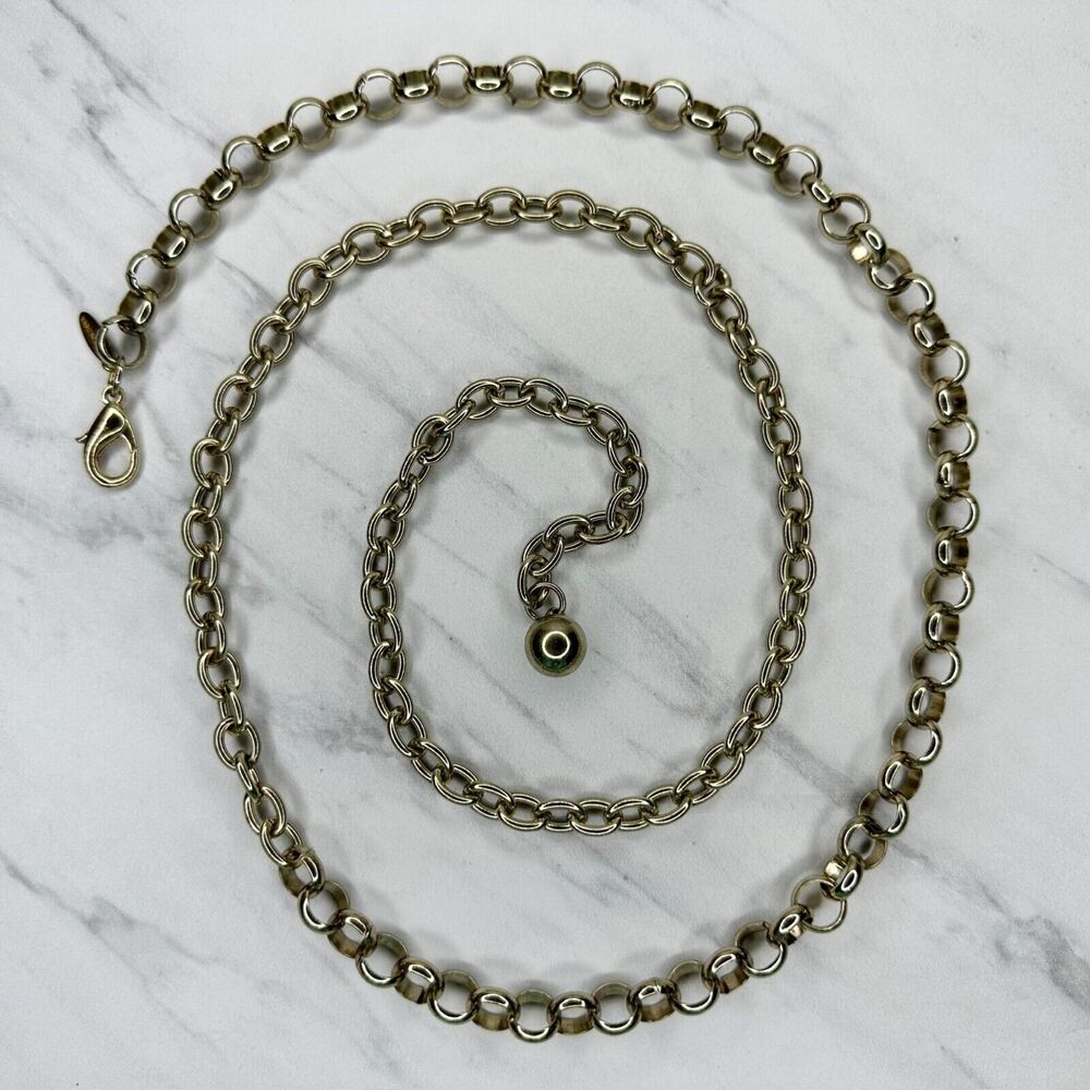 Skinny Hoop Gold Tone Metal Chain Link Belt One Size (OS) Y2K Minimalist ✨